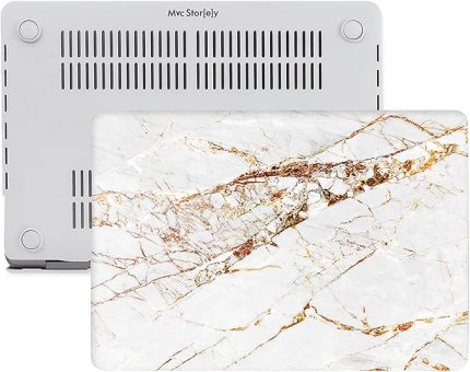 MacBook Air M1 Kılıf A2337 Uyumlu 13 İnç Mermer Desenli Hard Case A2179 A1932 Sert Koruyucu Kapak Sarı