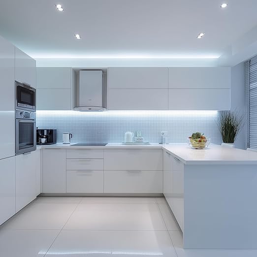 Metre Beyaz Şerit Led Çevirmeli Anahtar Tak Çalıştır Hazır Set Adaptör Dahil, Açma-Kapama, Parlaklık Ayarı Yapılabilir, Mutfak, Tezgah, Dolap içi, Ayna, Tv Ünitesi Aydınlatma - Görsel 3