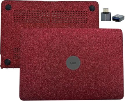 MacBook Pro 13 inç M1 M2 Uyumlu Sert Kapak Kılıf | Simli Parlak Bordo Yüzey | Alt + Üst Kapak | 360° Çizilmeye Dayanıklı Bordo