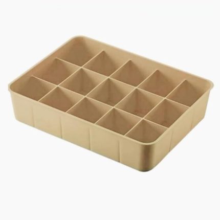 Dolap İçi 15 Bölmeli Çekmece Düzenleyici Plastik Hobi Kutusu Takı Makyaj Saklama Kabı Organizer (Açık Kahverengi - 2 Adet)