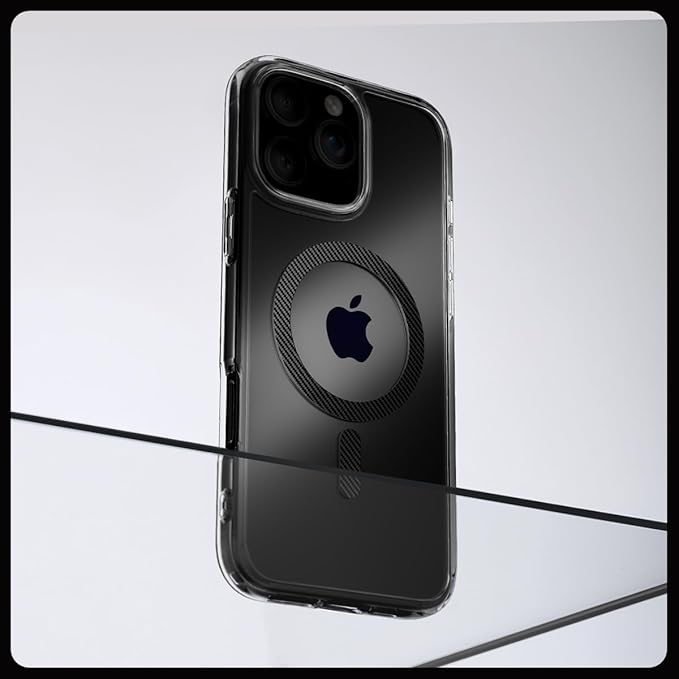 iPhone 16 Pro ile Uyumlu MagSafe Kılıf Ultra Hybrid Mag Fit Sararmaya Dayanıklı Karbon Fiber Şeffaf Kapak - ACS08131 (Spigen TR Garantili) - Görsel 3