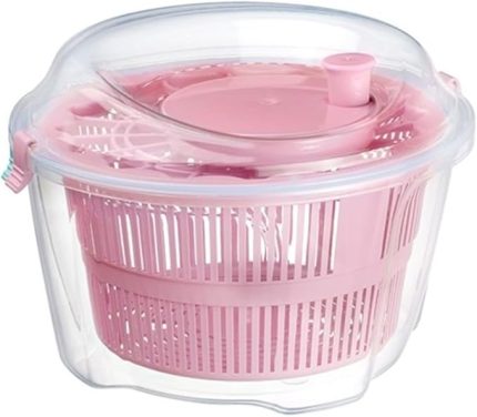 Litre Büyük Boy Vega Salata Kurutucusu - Sebze Kurutucu - Meyve Kurutucu - Süzgeç - Salata Kurutma Aleti - PP+ (Pembe)