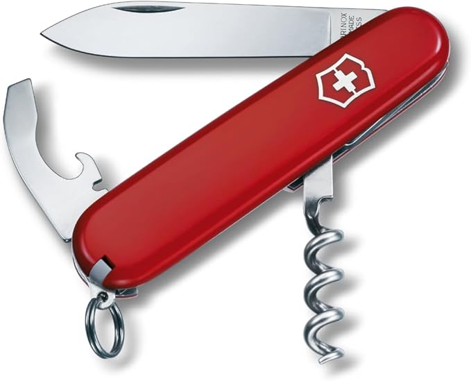 İsviçre çakısı, Waiter, Swiss Army Knife, çok amaçlı alet, 9 fonksiyonlu, bıçak, büyük, şişe açacağı, konserve açacağı, kırmızı