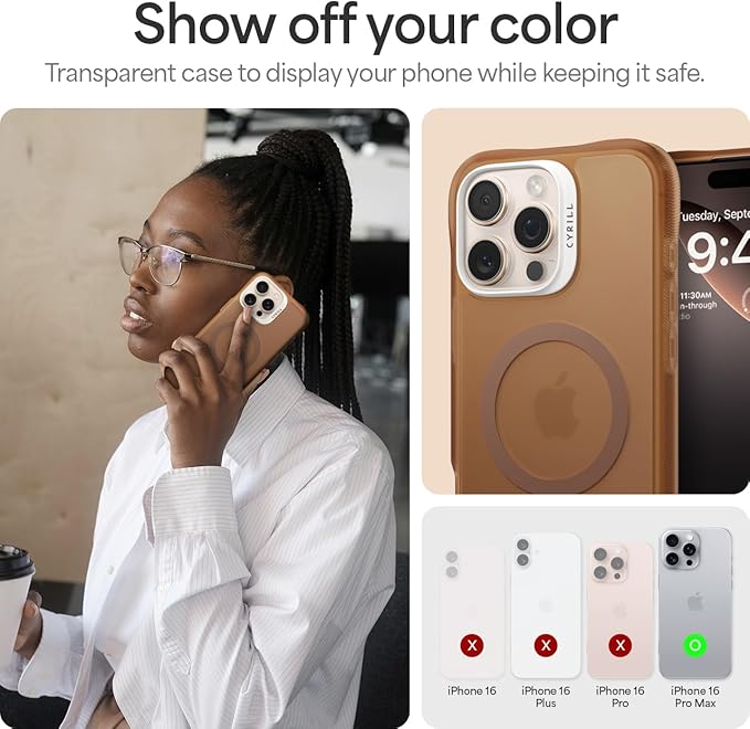 Ciel by CYRILL iPhone 16 Pro Max ile Uyumlu MagSafe Kılıf Ultra Sheer Mag Kaymaz Mikro Dokulu Kahverengi Şeffaf Kapak - ACS08246 (Spigen TR Garantili) - Görsel 3