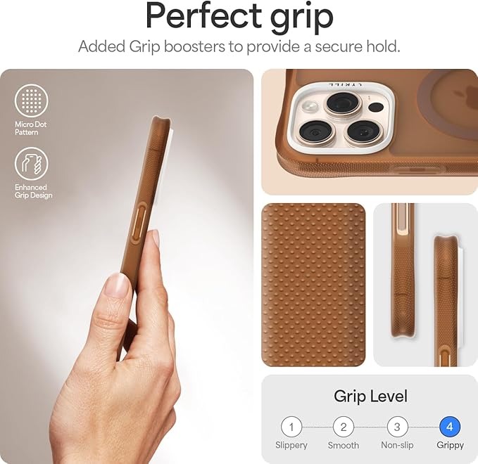 Ciel by CYRILL iPhone 16 Pro Max ile Uyumlu MagSafe Kılıf Ultra Sheer Mag Kaymaz Mikro Dokulu Kahverengi Şeffaf Kapak - ACS08246 (Spigen TR Garantili) - Görsel 5