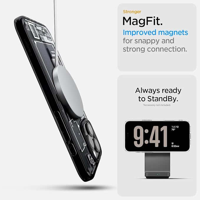 iPhone 16 Pro Max ile Uyumlu MagSafe Kılıf Ultra Hybrid Zero One Mag Fit Sararmaya Dayanıklı Tasarım Siyah Şeffaf Kapak - ACS08004 (Spigen TR Garantili) - Görsel 5