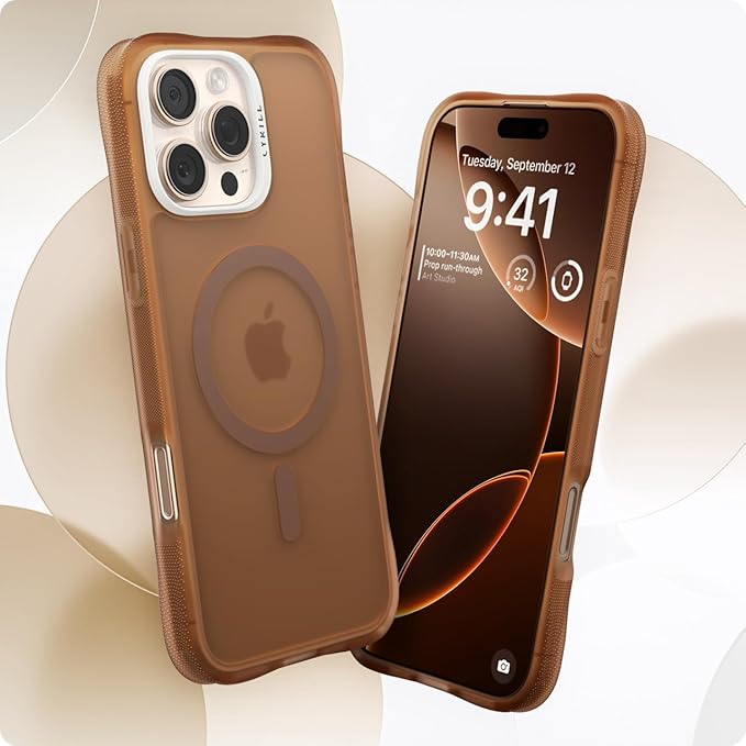 Ciel by CYRILL iPhone 16 Pro Max ile Uyumlu MagSafe Kılıf Ultra Sheer Mag Kaymaz Mikro Dokulu Kahverengi Şeffaf Kapak - ACS08246 (Spigen TR Garantili) - Görsel 2