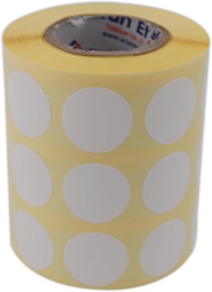Yuvarlak Etiket Kalıcı Renk Kodu Nokta Çıkartmaları, Rulo başına 2500 Etiket, Kaplamalı Rulo Etiket Yan Yana 3lü (Beyaz)