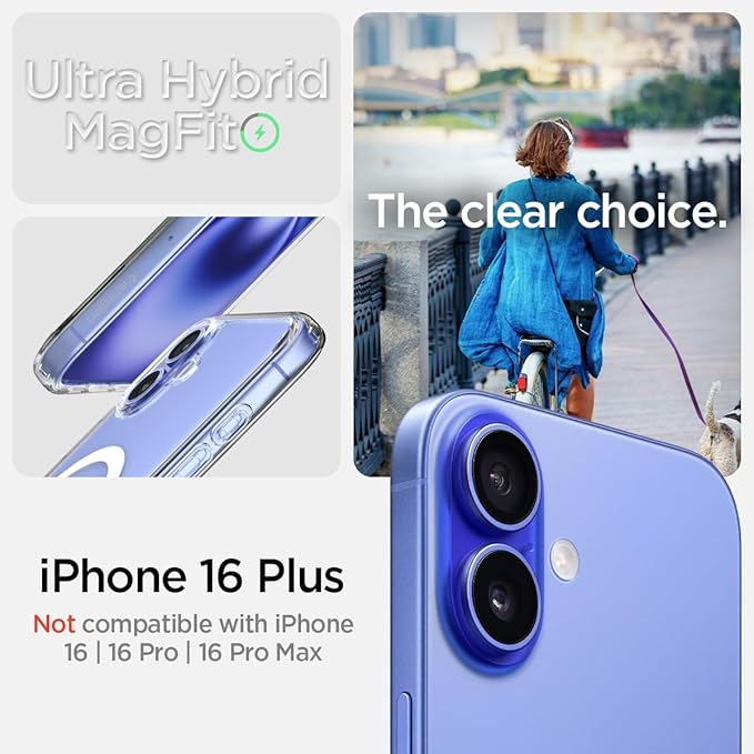 iPhone 16 Plus ile Uyumlu MagSafe Kılıf Ultra Hybrid Mag Fit Sararmaya Dayanıklı Beyaz Şeffaf Kapak - ACS08075 (Spigen TR Garantili) - Görsel 3