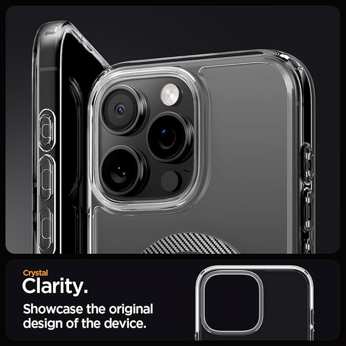 iPhone 16 Pro ile Uyumlu MagSafe Kılıf Ultra Hybrid Mag Fit Sararmaya Dayanıklı Karbon Fiber Şeffaf Kapak - ACS08131 (Spigen TR Garantili) - Görsel 5