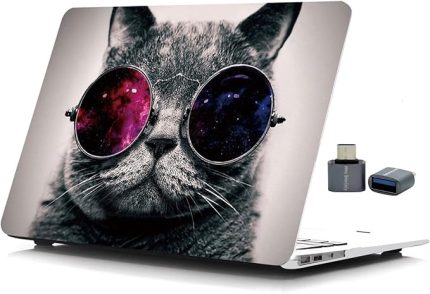 MacBook Air 13 İnç Kılıf A2337 M1 A2179 A1932 Uyumlu Mat Sert Kapak UV Baskılı Kedi Desenli Koruyucu Hard Case Çizilme Önleyici Laptop Kılıfı Çok Renkli