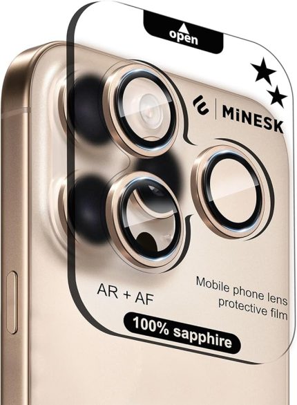 iPhone 17 Pro / 17 Pro Max / 16 Pro / 16 Pro Max ile Uyumlu%100 Orijinal Gerçek Safir Cam Cihazın Kendi Lensleri ile Aynı Kalitede Lens Koruyucu Kamera Camı (Desert Titanyum)