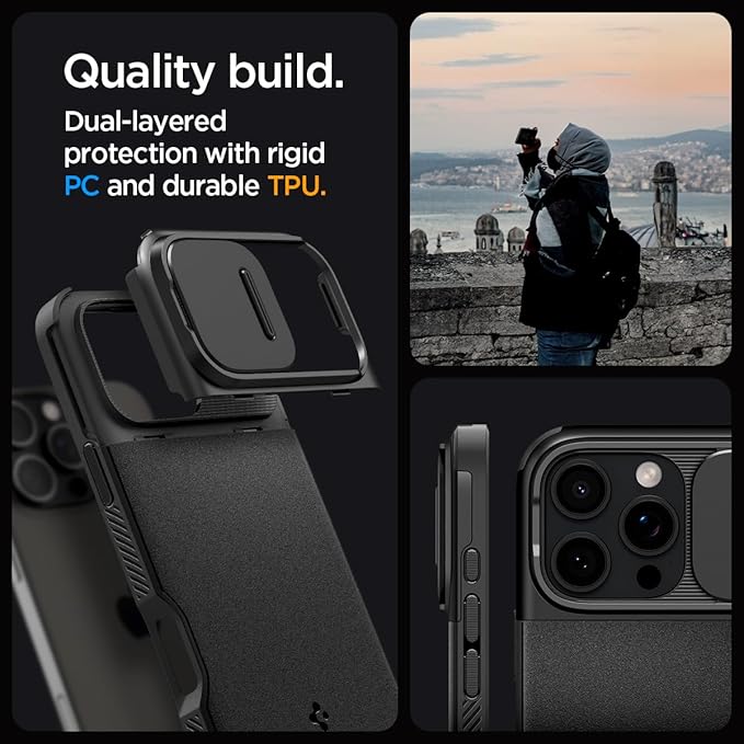 iPhone 16 Pro ile Uyumlu MagSafe Kılıf Optik Armor Mag Fit Kamera Korumalı Siyah Kapak - ACS08149 (Spigen TR Garantili) - Görsel 5