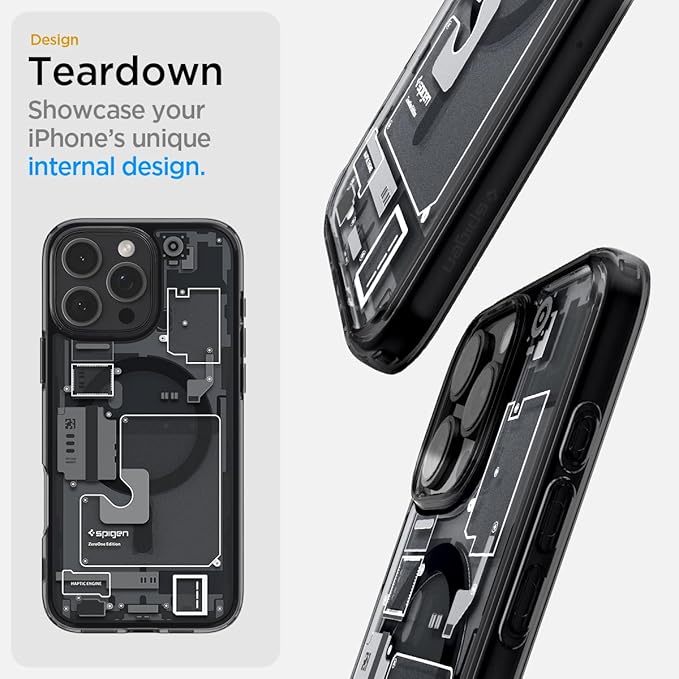 iPhone 16 Pro Max ile Uyumlu MagSafe Kılıf Ultra Hybrid Zero One Mag Fit Sararmaya Dayanıklı Tasarım Siyah Şeffaf Kapak - ACS08004 (Spigen TR Garantili) - Görsel 3