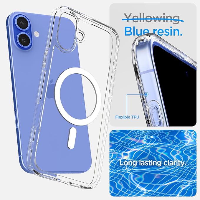 iPhone 16 Plus ile Uyumlu MagSafe Kılıf Ultra Hybrid Mag Fit Sararmaya Dayanıklı Beyaz Şeffaf Kapak - ACS08075 (Spigen TR Garantili) - Görsel 5