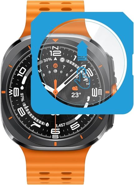 Samsung Galaxy Watch Ultra 47mm 2024/2025 için 2'li Paket (2 Adet) Kolay Kurulum Otomatik Hizalama Aparatlı Şeffaf 9H Sertliğinde Gerçek Temperli Cam Ekran Koruyucu (Galaxy Watch Ultra 47mm)