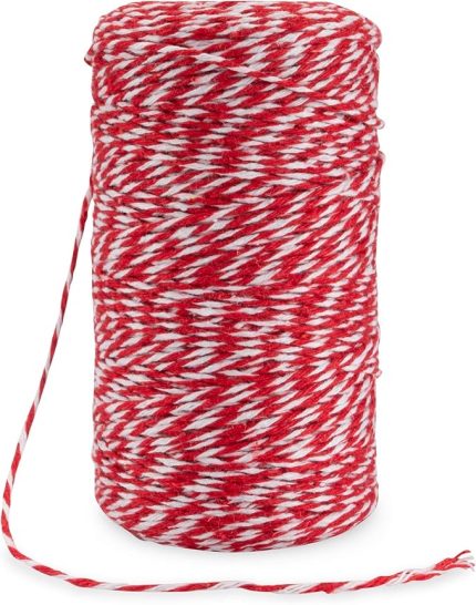 iplik 200 m – Gıda maddelerine uygun mutfak ipliği – Bağlama için bağlama ipi – Kızartma ipi – Kasap ipliği – Pişirme ipliği – Sosis ipliği – Rulet bağlayıcı – Pamuk halat beyaz/kırmızı