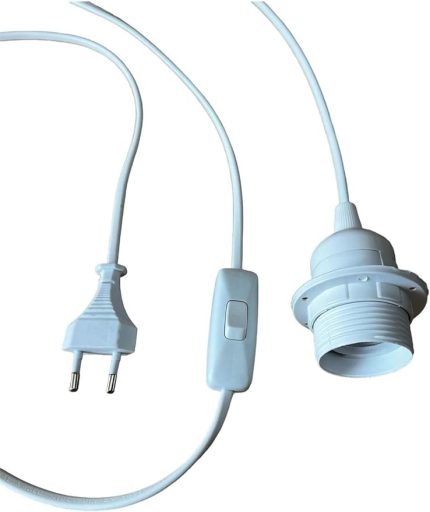 Metre Arapuarlı (AÇ KAPAT ANAHTAR) Fişli Abajur Lambader Duyu Seyyar E27 (2X0,50) (BEYAZ)