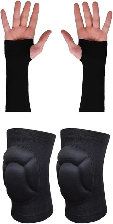 voleybol seti 1 çift voleybol dizliği ve voleybol elliği set Siyah l