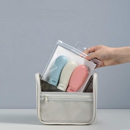 Amaçlı İskandinav Tarz 3'lü Doldurulabilir Çantalı Seyahat Tipi Şişe Seti/Boş Krem Paketi