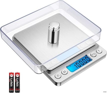 Hassas Terazi – 3 KG/0.1g LCD Ekranlı, Şeffaf Kapaklı, Paslanmaz Çelik Platform, Takı, İlaç, Laboratuvar ve Mutfak İçin
