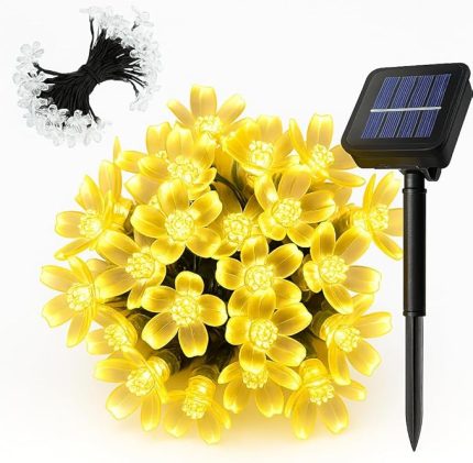 Solar Güneş Enerjili 30 Led Çiçek Zinciri Kiraz Çiçeği IP65 Su Geçirmez Solar Işık Zinciri Dış Mekan Bahçe Veranda Avlu Çardak Noel Ağacı Partiler Gün Işığı