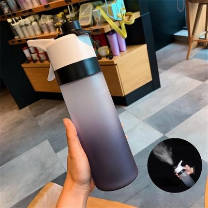 Spor Şişes, Sprey Su Şişesi, Sızdırmaz 650ml Spor Şişesi, BPA İçermeyen Spor Su Şişeleri, Sis Sprey Su Şişesi, Fitness, Kamp, Doğa Sporları için Taşınabilir Su Şişesi (Siyah)