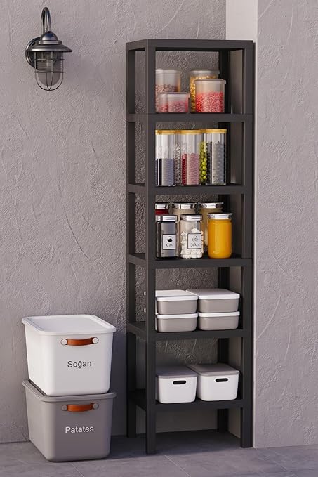 Life 6 Katlı Siyah Plastik Banyo Mutfak Rafı MIT1045 - Görsel 4