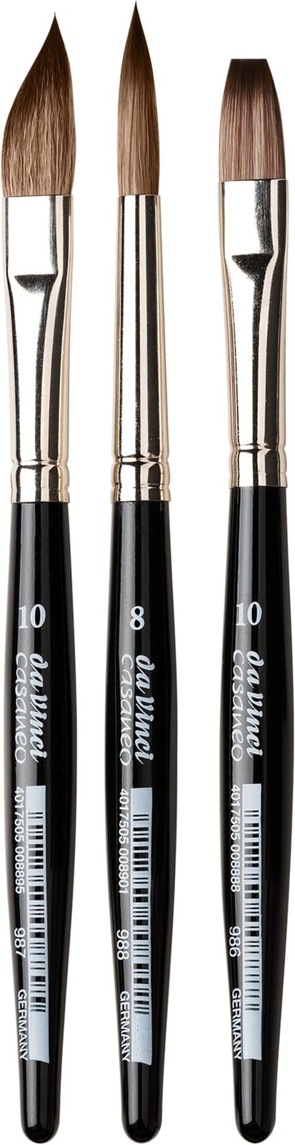 Vinci CASANEO | XS Suluboya Boya Fırçası Seti | Sentetik Elyaflar | Sanat Fırçaları | Suluboya Boyama | Sıvı Akrilik Boyalar | Almanya'da Üretilmiştir | Set | Boyut 0