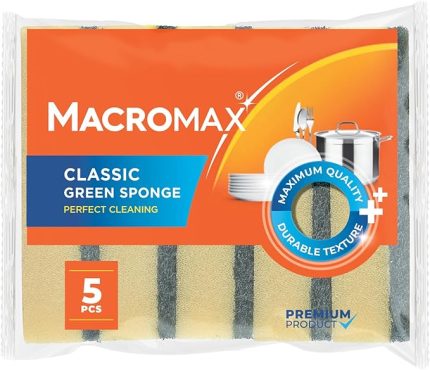 Yeşil Bulaşık Süngeri 5'li Paket, Dayanıklı ve Etkili Kir Sökücü
