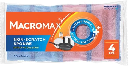 Max Tırnak Koruyuculu Çizmez Bulaşık Süngeri 4'lü Paket, Teflon ve Hassas Yüzeyler İçin