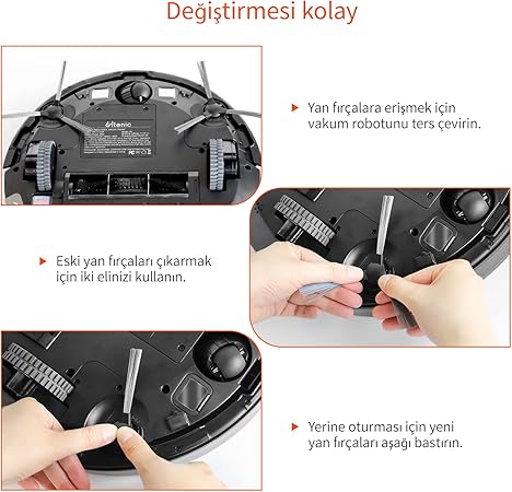 D5s Pro Aksesuar Kiti, 11 Parça (4 Yan fırça + 4 HEPA filtre + 2 Mikrofiber paspas bezi + 1 Rulo fırça) - Görsel 2