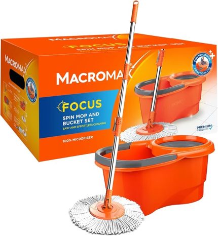 Max Focus Otomatik Temizlik Seti, Pedalsız Döner Sıkmalı 360 Başlıklı Mikrofiber Paspas