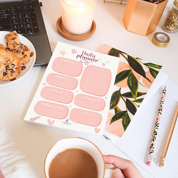 Masaüstü Planner Set - 50 Sayfa Tarihsiz Haftalık, Günlük Planlayıcı - Ofis Çalışanı, Öğrenci, Genç, Öğretmen için Randevu, Toplantı, Organizasyon To Do List - 3 Parça - Kalp Serisi - Görsel 2