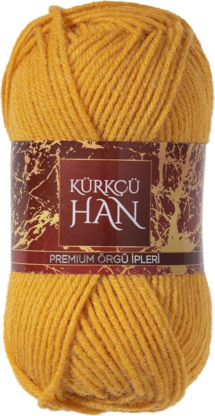 Han Dekor 100gr 100m El Örgü İpi (Koyu Altın Sarısı)