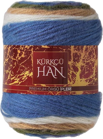 Han Tuval 150gr 280m Örgü İpi (Mavi Mix)
