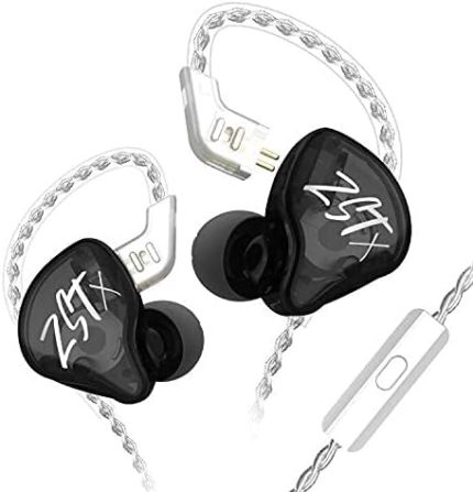 KZ ZST X Renkli Kulak İçi Kulaklık 1BA 1DD Çift Sürücü Kablolu Kulaklık HiFi Ergonomik Oyun Kulaklıkları Şarkıcı Audiophile DJ-Siyah Mikrofonlu 2 Pin Çıkarılabilir Kablo ile