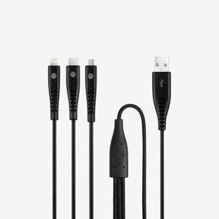 by Ttec Trio Şarj Kablosu USB-A - USB-C/Lightning ile Uyumlu/Micro USB 150cm - Siyah ((2 yıl Ttec garantilidir)
