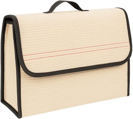 Premium Keçe Araç Bagaj Organizeri Suya Dayanıklı Pratik Taşınabilir Katlanabilir Seyahat Çantası Araç İçi Düzenleme Kutusu (Bej)