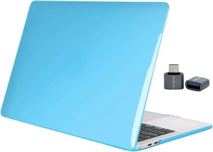 MacBook Pro 13 inç M1 M2 Sert Kapak Kılıf | Şeffaf Kristal Parlak Alt+Üst Koruma | 360° Çizilmeye Dayanıklı Laptop Kılıf Açık Mavi