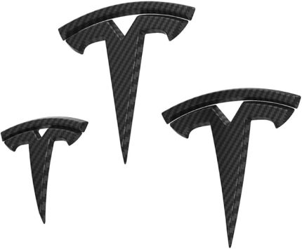 Model Y ile Uyumlu T Logosu (Ön Kaput + Arka Bagaj + Direksiyon Simit) Parlak Karbon