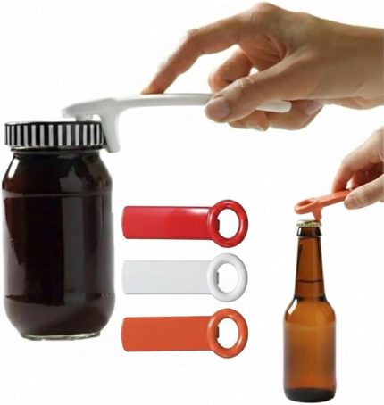Adet Kavanoz Açacağı - 2’si 1 Arada Çok Fonksiyonlu Pratik Kavanoz ve Şişe Açacağı - Vakum Giderici Kolay Kapak Açıcı - Ergonomik Mutfak Yardımcısı 2 Kırmızı 1 Beyaz