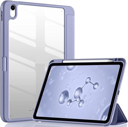 Air 11inç M2/M3 2025-2024 ile uyumlu Kılıf Grafiti Şeffaf Kalem Bölmeli Lavendery Gray