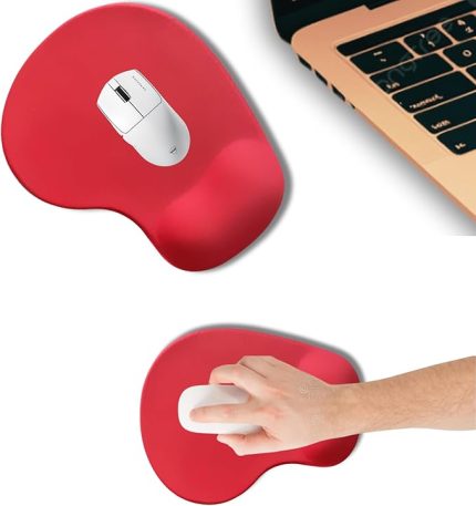 - Elips Bilek Destekli Mouse Pad | Konforlu, Kaymaz Taban, Ergonomik, Yumuşak, Ev,ofis (Kırmızı)