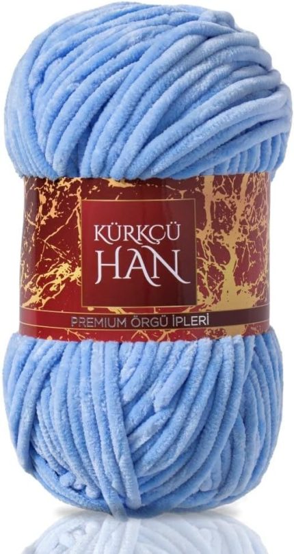 Han Kadife 100GR 95MT El Örgü İpi (Bebe Mavisi)
