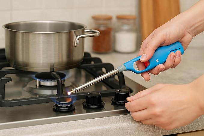 Gazlı Çakmak – Renkli, Güvenlik Kilitli, Ayarlanabilir Alevli, Yeniden Doldurulabilir, Mum, Ocak, Şömine, Mangal İçin - Görsel 2