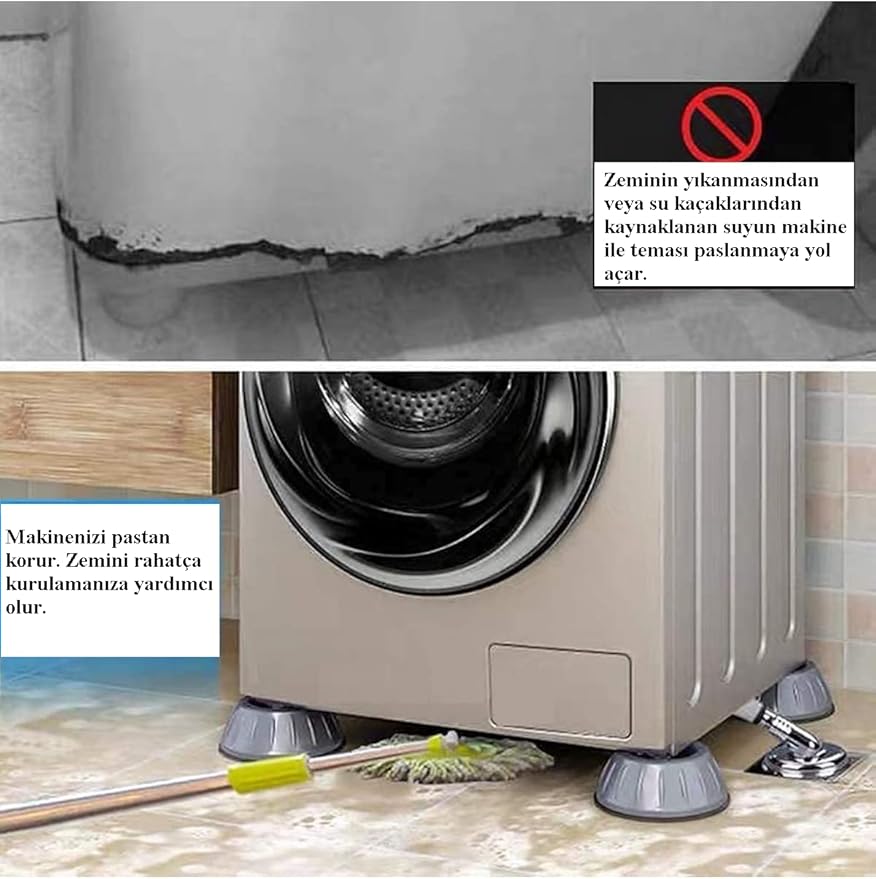 Makinesi Titreşim Gürültü Hareket Önleyici Mobilya Yükseltici Ayak Ped (4 Adet) - Görsel 4