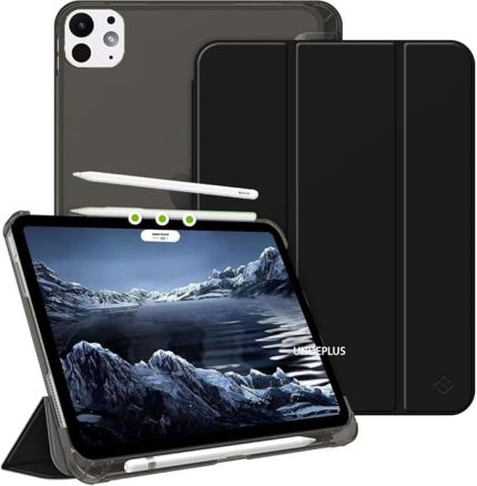 Pro 12.9 3./4./5./6. Nesil M2 ile uyumlu Kılıf Flip Cover Kalem Bölmeli PC Case 2018-2023 Siyah