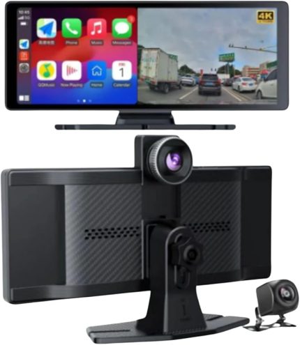 IOS Android Uyumlu 10.2 İnç Büyük Ekran Tak Çalıştır 4K Ön/Arka Çift Kameralı Araç Ekranı