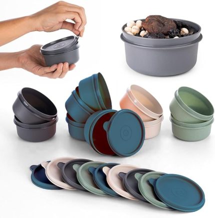 Yuvarlak Mini Saklama Kabı Küçük Sızdırmaz Kapaklı Çok Renkli Pratik Amaçlı Kap Erzak Çerez Piknik Gıda (280, Yuvarlak, 4, Set 1)